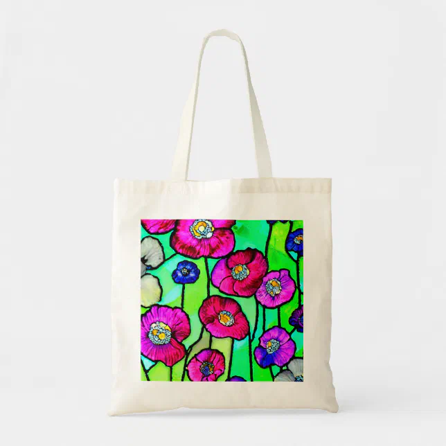 Anemones glass art tote bag