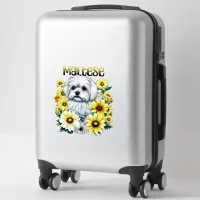 Maltese Small :White Dog Bree in Yellow Flowers Sticker