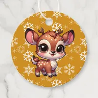 Personalized Cartoon Chibi Reindeer Christmas Favor Tags