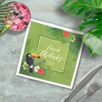 Watercolor Tropical Wedding Thanks Green ID577 Napkins