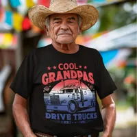 Cool grandpas drive trucks under a sunset sky T-Shirt