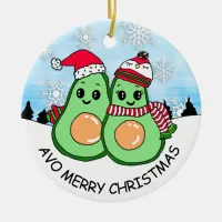 Avo Merry Christmas Avocado Humor Holiday    Ceramic Ornament