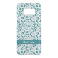 Teal Turquoise Tropical Girly Flowers Monogram Uncommon Samsung Galaxy S8 Case