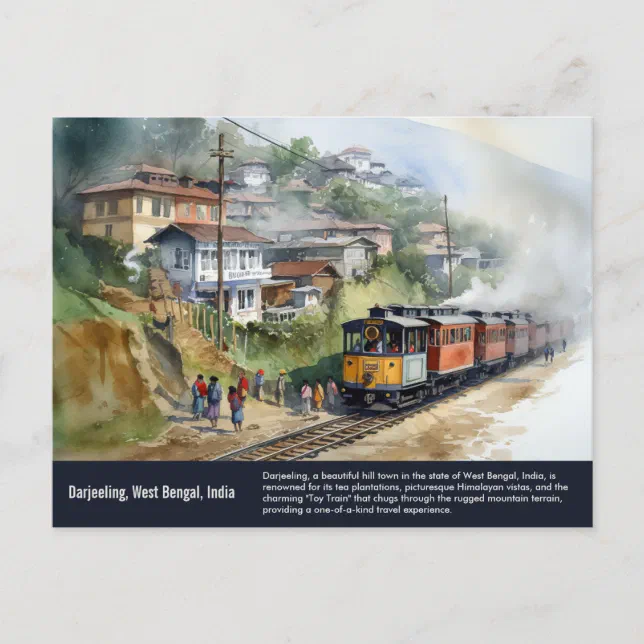 Darjeeling India | Travel Watercolor Painting Postcard