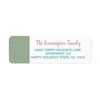 Cute Christmas Candy Canes Mint Teal Pink Pattern Label