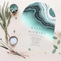 Crystal Agate Wedding Teal Arch ID825 Acrylic Invitations