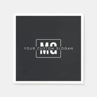 Elegant Black and White Modern Monogram Minimalist Napkins