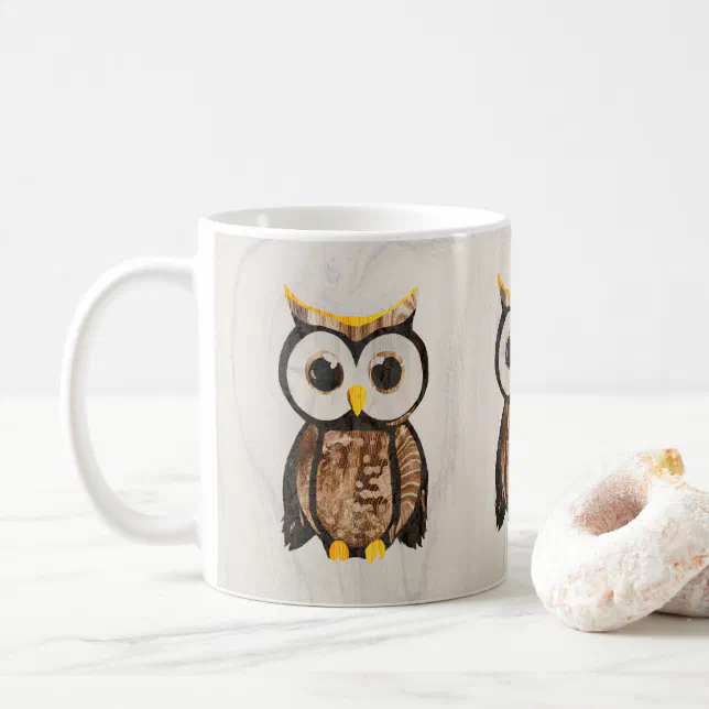 Wood - Owl with big eyes Coffee Mug