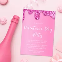 Pink Girly Glitter Valentine's Day Party Invitation