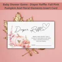 Fall Pink Pumpkin Girly Floral Diaper Raffle  Enclosure Card