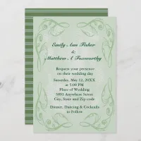 Kale Abstract Swirl Border Wedding Invitation