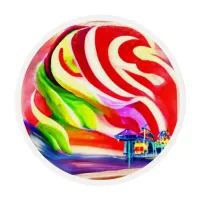 Santa Monica Pier swirly Candy AI Art Edible Frosting Rounds