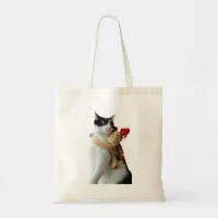 White and Black Cat & Reindeer Christmas Toy Tote Bag