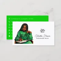 Empowered Afro Black Woman Boss Art Business Card