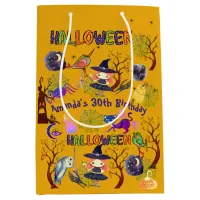 Halloween Witch Birthday Party Yellow Medium Gift Bag