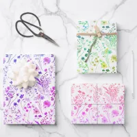 Whimsical Bright Neon Colorful Wildflower Garden Wrapping Paper Sheets