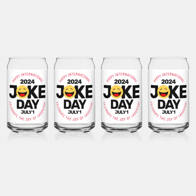 International Joke Day Laughing Face Can Glass