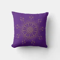 Brown and Royal Purple Sharp Mandala Throw Pillow