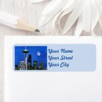 Blue Seattle Skyline Label