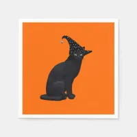 Cute Black Witch Cat Paper Napkins