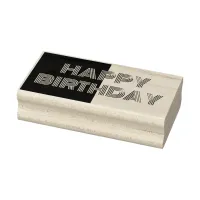 Happy Birthday Op Art Retro Cool Simple Minimal Rubber Stamp