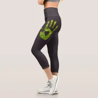 Glowing Ghoul Handprint Capri Leggings