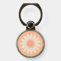 Stylized Cream Flower on Peach Phone Ring Stand