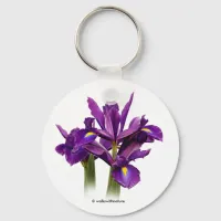 Elegant Dutch Iris Purple Sensation Flowers Keychain