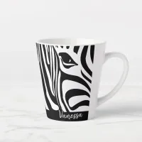 Zebra Strips Animal Print Pattern With Name Latte Mug