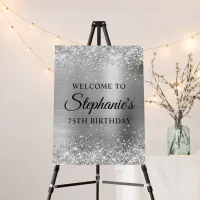 Glittery Silver Foil 75th Birthday Welcome Foam Board