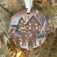 Gingerbread house and cute gingerbread family  ornament