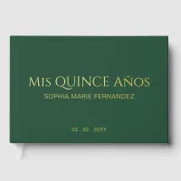 Elegant Modern Green Gold Photo Quincea&#241;era Foil Guest Book