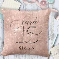 Glitter and Shine Quinceanera Rose Gold V2 ID701 Throw Pillow