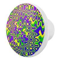 [Lava Lamp] Op-Art Swirls & Dots Purple Blue Green Ceramic Knob