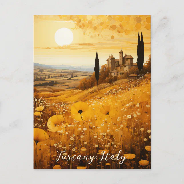 Tuscany Flower Valley Painting | Italy Travel Art Postcard