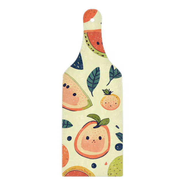 Cheerful Fruit Friends in Watercolor Cutting Board