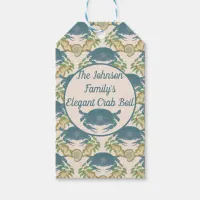 Elegant Crab Feast-Watercolor Blue Crabs, Seashell Gift Tags