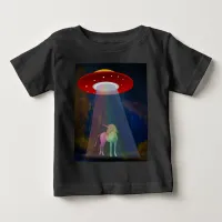 Unicorn Under UFO Rainbow Beam at Night, ZKoA Baby T-Shirt