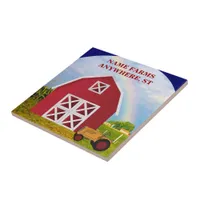 Add Your Name to Red Barn with Blue Sky Ceramic Tile