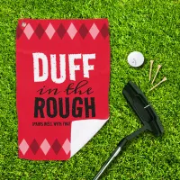 Funny Red Argyle Duff in the Rough Golf Towel
