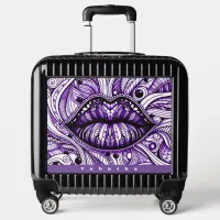 Cool Doodle Art Purple White Black Luggage