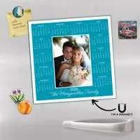 2025 Modern Teal Blue Photo Magnetic Calendar