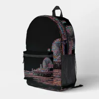 Black Stained Glass Santa Monica Pier Printed Backpack