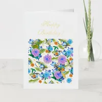 Tropical Birds Floral Botanical Birthday Card