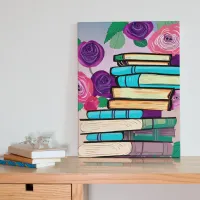 Illustration of Books and Flowers Digital Art Poster