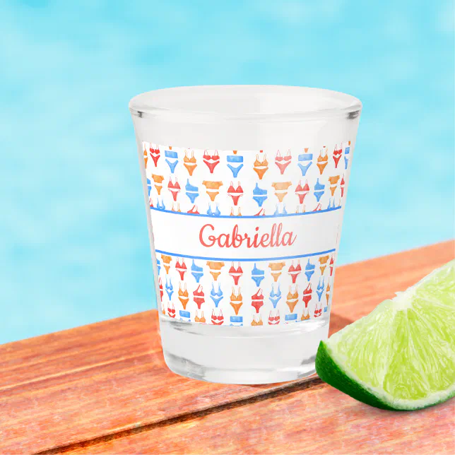 Beach Pool Party Personalized Name Bachelorette Shot Glass