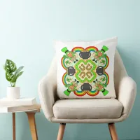 St Patrick's Day Mandala Throw Pillow