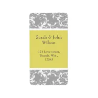 yellow gray Baroque Wedding Label