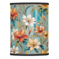 Pretty Floral Retro Aqua Orange Elegant Floral Lamp Shade