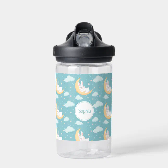 Cute Sleeping Rabbit On The Moon Water Bottle